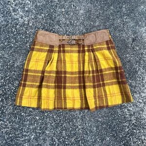 Plaid Yellow and Brown Women's Skirt